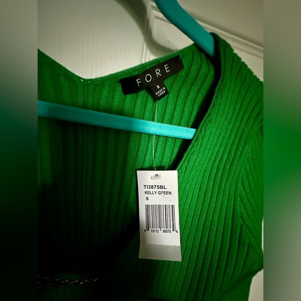 ‼️RARE‼️🎸FORE🎸🔥NWT🔥Chain Rib Knit Cropped Sweater—S - Picture 10 of 16